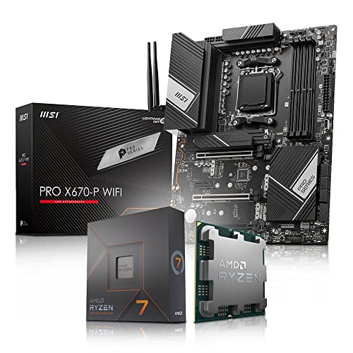 Memory PC Aufrüst-Kit Bundle AMD Ryzen 7 7800X3D 8X 5.0 GHz Prozessor, MSI Pro X670-P WiFi Mainboard (Komplett fertig zusammengebaut inkl. Bios Update und Funktionskontrolle) von Memory PC