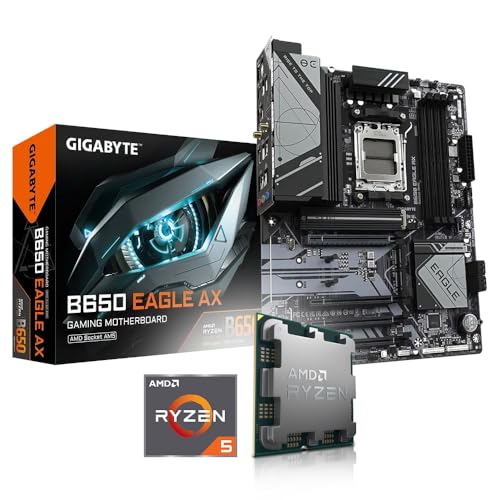 Memory PC Aufrüst-Kit Bundle Ryzen 5 7600X 6X 4.7 GHz Prozessor, 16 GB DDR5, GIGABYTE B650 Eagle AX WiFi Mainboard (Komplett fertig zusammengebaut inkl. Bios Update und Funktionskontrolle) von Memory PC