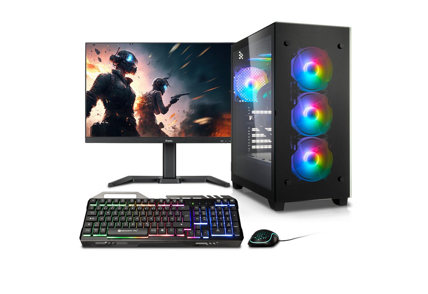 Memory PC Gaming-PC (24 Zoll, AMD Ryzen 5 5600 GT, Nvidia GeForce RTX 3050 / 4060 / 5060 Ti, 32 GB RAM, 500 GB SSD, Luftkühlung) von Memory PC