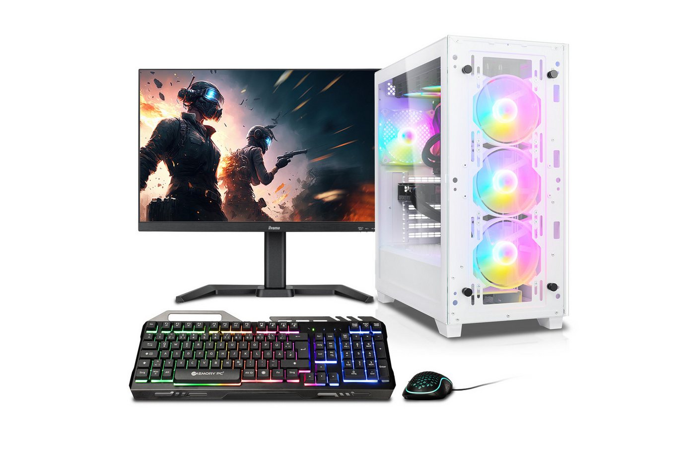 Memory PC Gaming-PC (24 Zoll, AMD Ryzen 5 5600 GT, Nvidia GeForce RTX 3050 / 4060 / 5060 Ti, 32 GB RAM, 500 GB SSD, Luftkühlung) von Memory PC