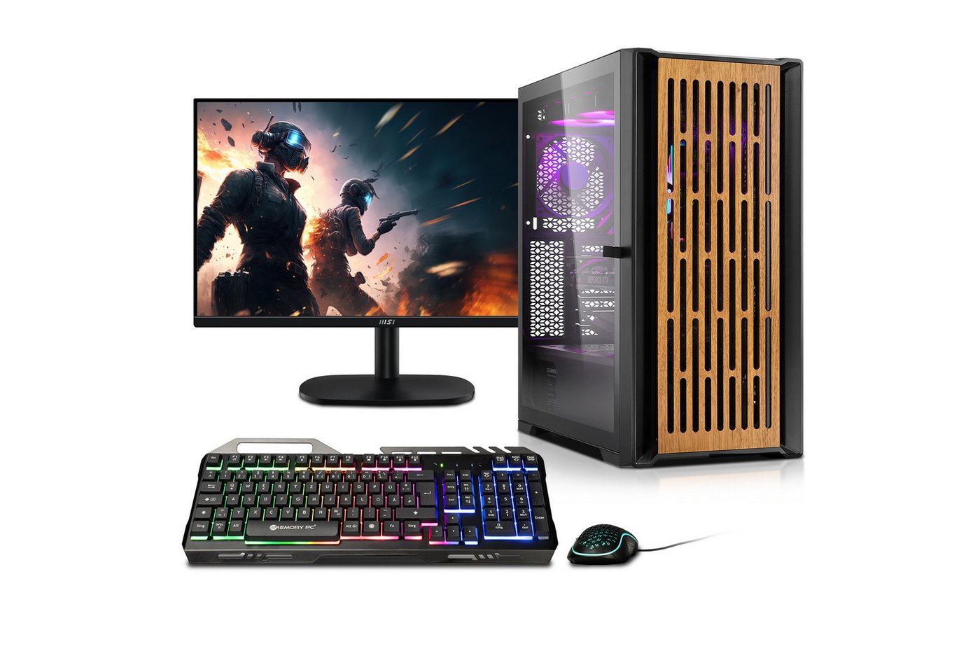 Memory PC Gaming-PC (27 Zoll, AMD Ryzen 5 5500, Nvidia GeForce RTX 3050 / 4060 / 5060 Ti, 16 GB RAM, 500 GB SSD, Luftkühlung) von Memory PC