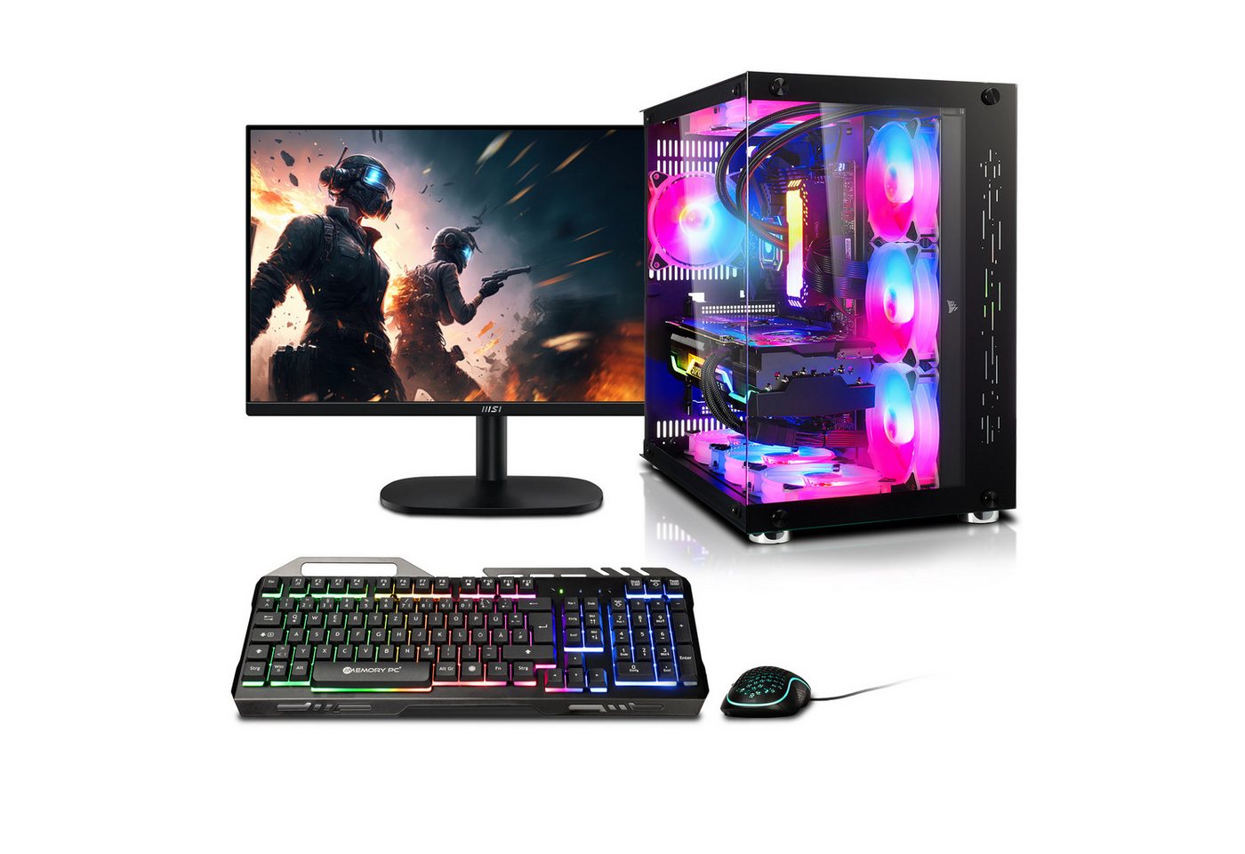Memory PC Gaming-PC (27 Zoll, AMD Ryzen 5 5500, Nvidia GeForce RTX 3050 / 4060 / 5060 Ti, 16 GB RAM, 500 GB SSD, Luftkühlung) von Memory PC