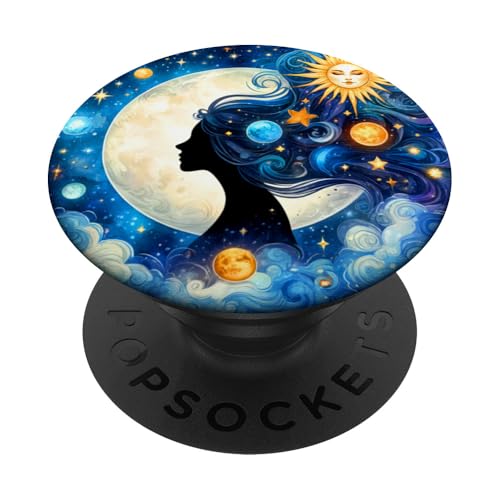 Frau Mystic Sun and Moon Celestial Mystical Aesthetic PopSockets Klebender PopGrip Frau Mystic Sun and Moon Celestial Mystical Aesthetic PopSockets Klebender PopGrip von Men Women Celestial Harmony Sun & Moon Yin Yang