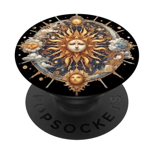 Mystische Sonne und Mond Himmlisches Yin Yang Mystische Ästhetik PopSockets Klebender PopGrip von Men Women Celestial Harmony Sun & Moon Yin Yang