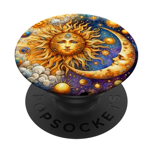 Mystische Sonne und Mond Himmlisches Yin Yang Mystische Ästhetik PopSockets Klebender PopGrip von Men Women Celestial Harmony Sun & Moon Yin Yang