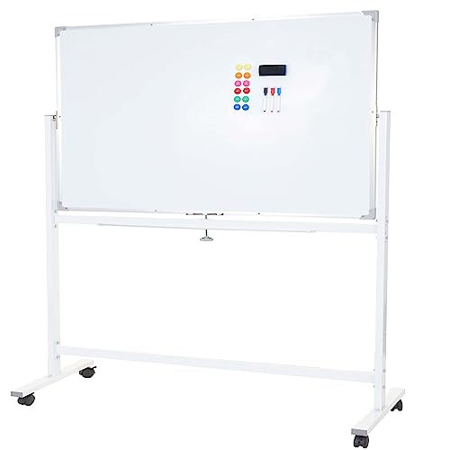 Whiteboard HWC-C85, Magnettafel Memoboard Pinnwand, mobil rollbar inkl. Zubehör - 180x100cm von Mendler