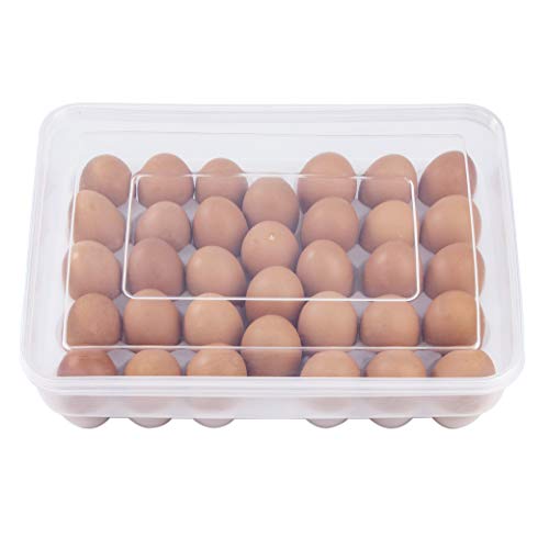 MengH-SHOP Eier Behälter Groß Küche-Eierhalter Eiereinsatz für Kühlschrank Stapelbarer Eierschale mit Deckel für 34 Eier von MengH-SHOP