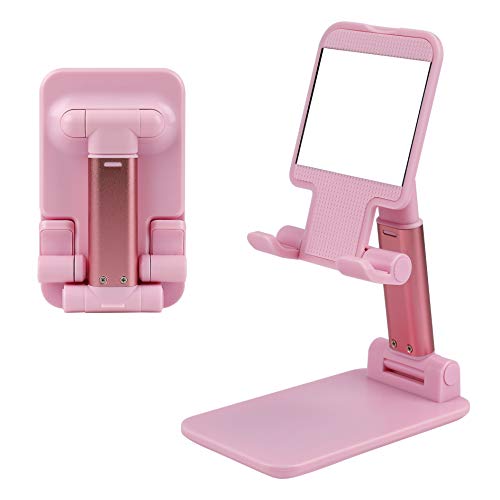 MengH-SHOP Handy Ständer Tisch Handy Halterung Faltbarer Tragbarer Phone Ständer Verstellbarem Betrachtungswinkel mit Spiegeln für Tablets E-Reader Handys Rosa von MengH-SHOP