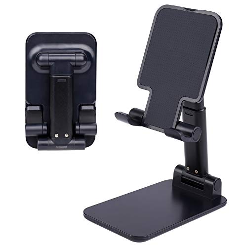 MengH-SHOP Handy Ständer Tisch Handy Halterung Faltbarer Tragbarer Phone Ständer mit Verstellbarem Betrachtungswinkel für Tablets E-Reader Handys Schwarz-Blau von MengH-SHOP