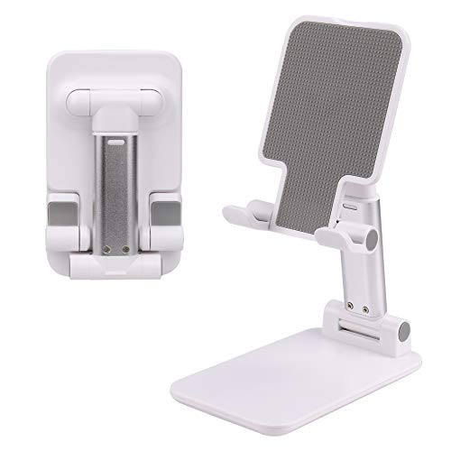 MengH-SHOP Handy Ständer Tisch Handy Halterung Faltbarer Tragbarer Phone Ständer mit Verstellbarem Betrachtungswinkel für Tablets E-Reader Handys Weiß von MengH-SHOP