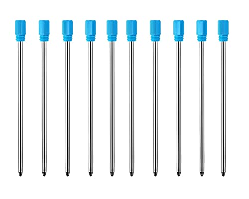 MengRan 7,9 cm Kugelschreiberminen, Standard D1 Kugelschreiberminen (entfernen Sie den blauen Hut), Metallmine, (blaue Tinte, 10 Stück) von MengRan
