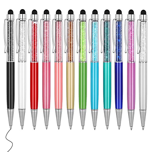 MengRan Niedliche Stifte Bling Bling 2-in-1 Slim Crystal Diamond Stylus Stifte und schwarze Tinte Kugelschreiber (12 Farben) von MengRan