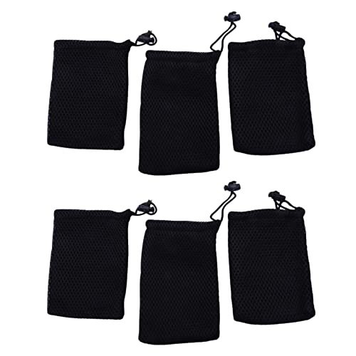 Mengmen Handy Nylon Mesh Kordelzug Beutel 6 Stück-Schwarz von Mengmen