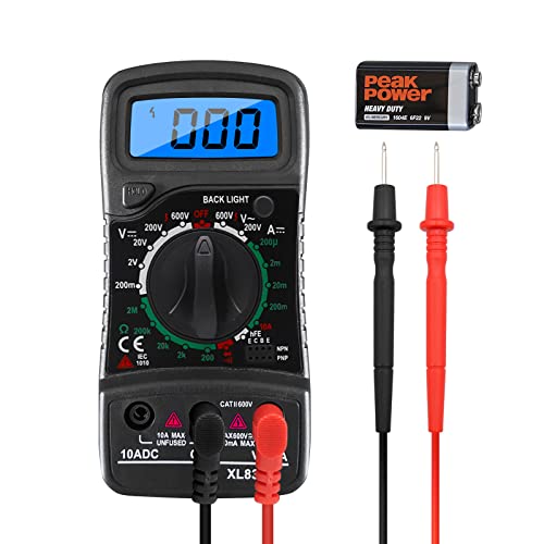 Mengtech Multimeter Digital, Voltmeter, Messgeräte Multimeter für AC/DC Spannung Diode Widerstand Durchgang, Großes LCD-Anzeige, Hintergrundlicht von Mengtech