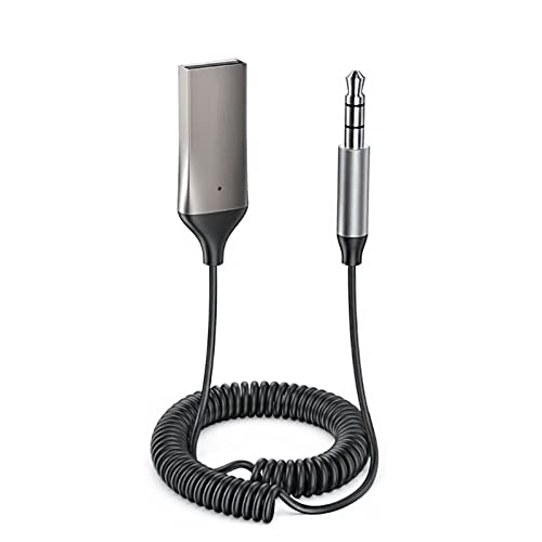 Mengtech Ricevitore Bluetooth 5.0 per Auto, USB Bluetooth Adapter Jack 3,5 mm, Integriertes Mikrofon, Cavo Lungo, für Heimstereo/Auto-Musikgeräte von Mengtech
