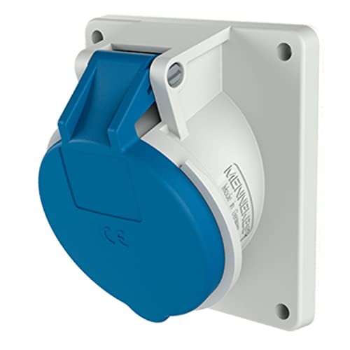 Mennekes (Unternehmen) 101100239 Grundlagen Samen integrierter EWG, Sockets, 230 V, 50–60 Hz, 32 A, 3 pol, IP 44, 92 mm x 100 mm Rahmen, 10 Päckchen, Blau von Mennekes