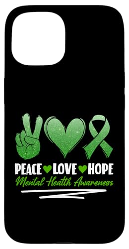 Bewusstsein für psychische Gesundheit, Frieden, Liebe, Hoffnung Hülle für iPhone 15 Bewusstsein für psychische Gesundheit, Frieden, Liebe, Hoffnung Hülle für iPhone 15 von Mental Health Awareness Ribbon & Items Gifts DMTRY