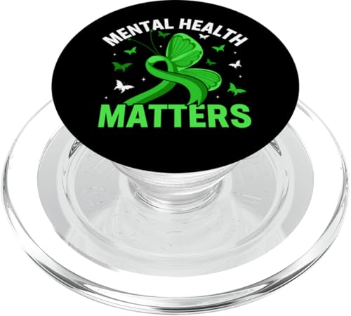 Mental Health Matters Schmetterling mit grünem Band PopSockets PopGrip für MagSafe von Mental Health Awareness Ribbon & Items Gifts DMTRY