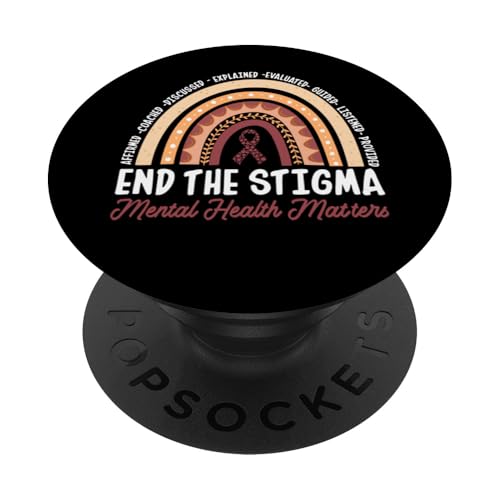 Schluss mit dem Stigma Psychische Gesundheit ist wichtig PopSockets Klebender PopGrip von Mental Health Awareness Ribbon & Items Gifts DMTRY