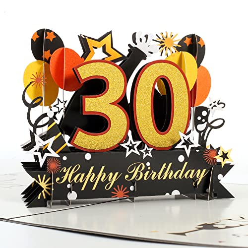 Menwings 3D Geburtstagskarte zum 30, PopUp Geburtstag Karte, Geburtstagskarten für Familie, Freunde, Kollegen und Klassenkameraden, Happy Birthday, Hochwertige Geburtstags karte inkl Umschlag von Menwings