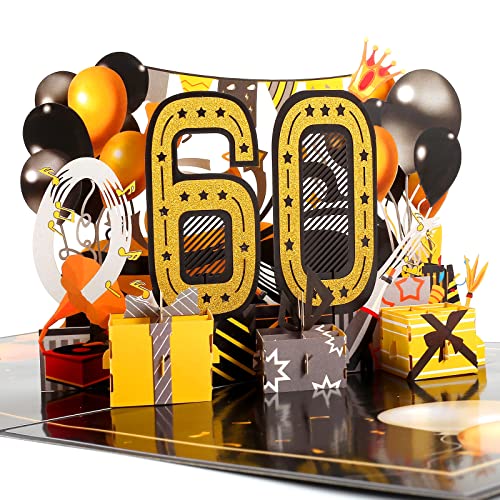 Menwings 3D Geburtstagskarte zum 60, PopUp Geburtstag Karte, Geburtstagskarten für Mädchen und Jungen, Happy Birthday, Hochwertige Geburtstags karte inkl Umschlag von Menwings