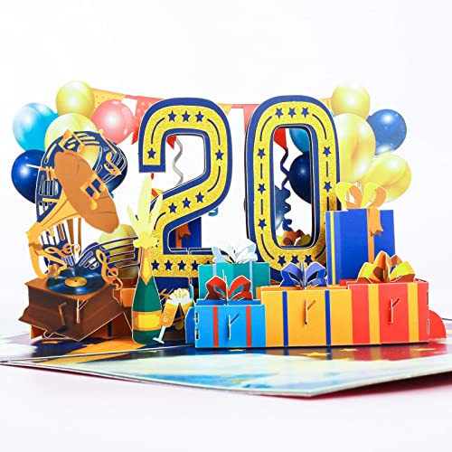 Menwings Geburtstagskarte zum 20. PopUp Karte 3D Geburtstag, Geburtstagskarten für Mädchen und Jungen, Happy Birthday, Hochwertige Geburtstags karte inkl Umschlag von Menwings