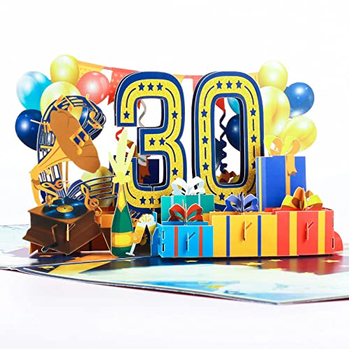 Menwings Geburtstagskarte zum 30. PopUp Karte 3D Geburtstag, Geburtstagskarten für Mädchen und Jungen, Happy Birthday, Hochwertige Geburtstags karte inkl Umschlag von Menwings