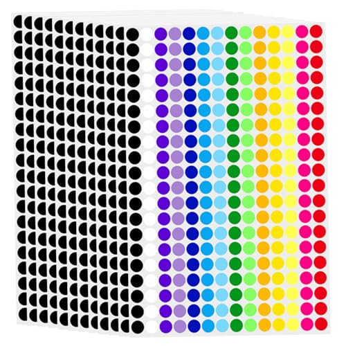 2800 Stück/Set 12, 7 mm Punktaufkleber, 14 Farben kleine Aufkleber, Preis für Flohmarktverkauf, Polka -Runde Farbcodierungsetiketten für Kleinkinder Klassenzimmer Büroküchenklassifizierungspapiere von Meooyo