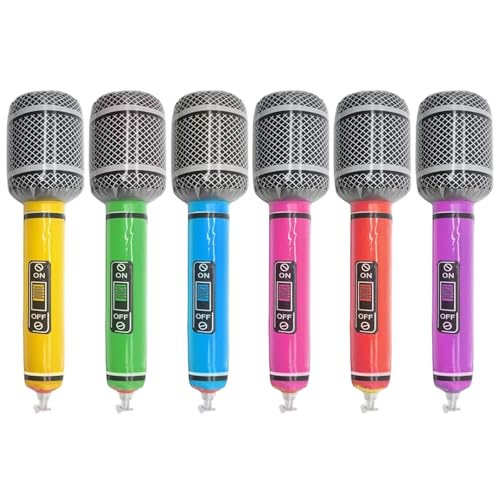 Aufblasbares Mikrofon, 6pcs 13 Zoll PVC Blasenmikrofon, aufblasbare Requisiten für Partyversorgungen für Musikkonzertmotiven Aufblasbares Mikrofon, 6pcs 13 Zoll PVC Blasenmikrofon, aufblasbare Requisiten für Partyversorgungen für Musikkonzertmotiven von Meooyo