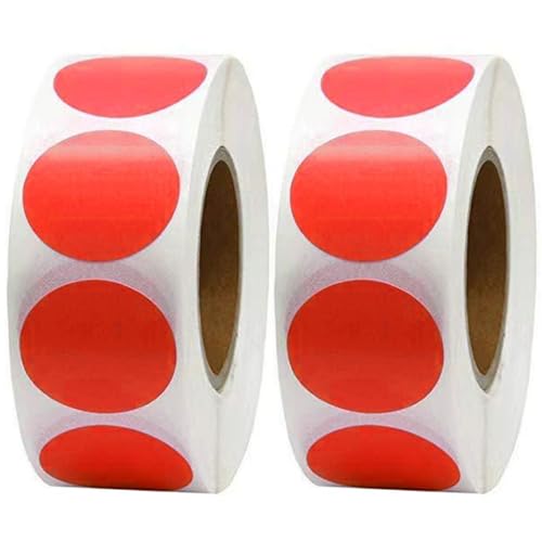 Aufkleber Punkte, 2 Rollen 1000pcs Runde Punktaufkleber 1 Zoll, selbstklebende DOT-Aufkleber, beschreibbarer Label für Umschlag, Handwerk, Schulprojekte, Rot Aufkleber Punkte, 2 Rollen 1000pcs Runde Punktaufkleber 1 Zoll, selbstklebende DOT-Aufkleber, beschreibbarer Label für Umschlag, Handwerk, Schulprojekte, Rot von Meooyo