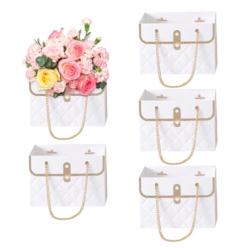 Papierblume Bouquet -Taschen Blumengeschenkpacktaschen mit Hülle Hüllkasten Hülle für Hochzeits Geburtstagsfeier 5pcs Weiß Papierblume Bouquet -Taschen Blumengeschenkpacktaschen mit Hülle Hüllkasten Hülle für Hochzeits Geburtstagsfeier 5pcs Weiß von Meooyo