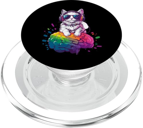Coole Katze auf Rainbow Brain Hill Autistic Pride Day PopSockets PopGrip für MagSafe Coole Katze auf Rainbow Brain Hill Autistic Pride Day PopSockets PopGrip für MagSafe von Meow Mindful Apparel