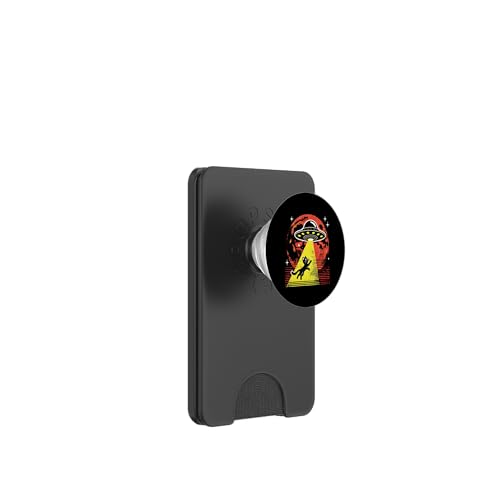 Alien Beam UFO-Katzenentführung im Retro-Stil, kosmische Weltraumkatze, Mama und Papa PopSockets PopWallet für MagSafe von Meow Mode Apparel.USA