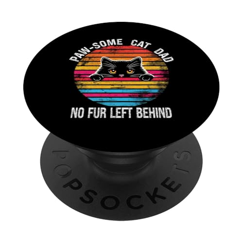 Cat Dad Pride im Retro-Look — kein Fell mehr auf der Pfote PopSockets Klebender PopGrip von Meow Mode Apparel.USA