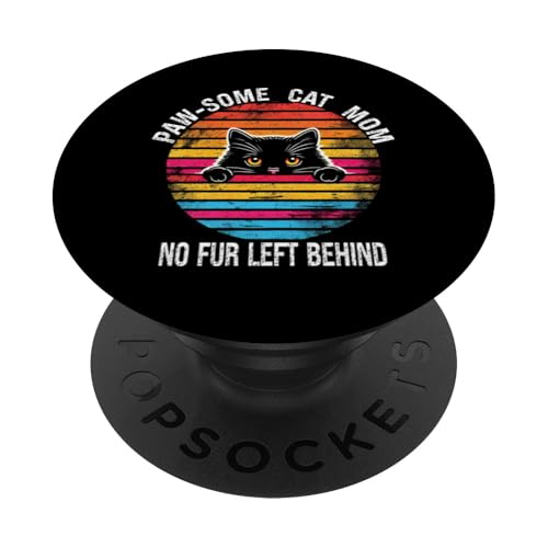 Cat Mom Pride im Retro-Look — kein Fell mehr, die Pfote sieht aus PopSockets Klebender PopGrip von Meow Mode Apparel.USA