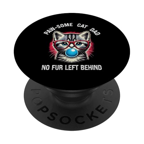 Katzenpapa im Retro-Look — kein Fell mehr auf der Pfote PopSockets Klebender PopGrip von Meow Mode Apparel.USA