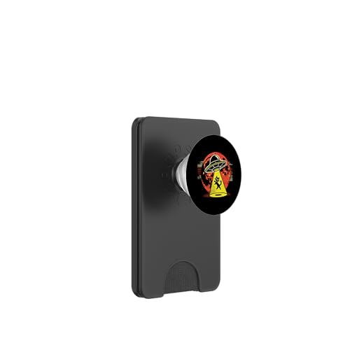 Retro Alien Beam UFO Space Cat Mama Papa Kosmische Katzenentführung PopSockets PopWallet für MagSafe von Meow Mode Apparel.USA