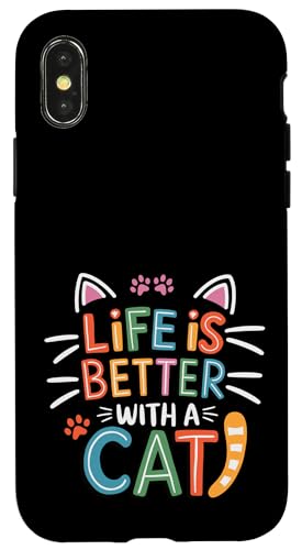 Das Retro-Leben ist besser mit Cat Kitty Lover Cat Moms & Dads Hülle für iPhone X/XS Das Retro-Leben ist besser mit Cat Kitty Lover Cat Moms & Dads Hülle für iPhone X/XS von Meow Mood Apparel.USA