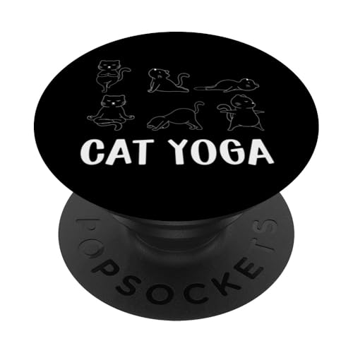 Entzückende achtsamkeitsmeditierende Katze posiert Katzen-Yoga-Liebhaber PopSockets Klebender PopGrip von Meow Mood Apparel.USA