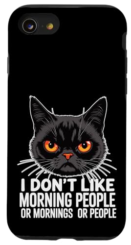 Entzückende schwarze Katze gegen soziale Mütter und Väter Hülle für iPhone SE (2020) / 7 / 8 von Meow Mood Apparel.USA