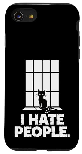 Lustige schwarze Katze, antisozialer Humor, Kätzchen-Liebhaber, Katze, Mütter und Papa Hülle für iPhone SE (2020) / 7 / 8 von Meow Mood Apparel.USA