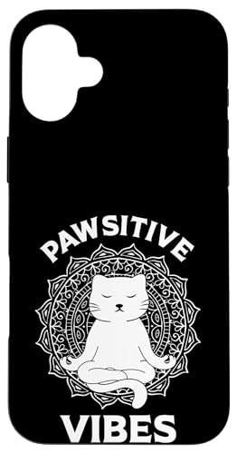 Meditating Kitty Cat Mandala Passive Vibes Katzenmütter und -väter Hülle für iPhone 16 Plus von Meow Mood Apparel.USA