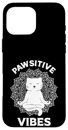 Meditating Kitty Cat Mandala Passive Vibes Katzenmütter und -väter Hülle für iPhone 16 Pro Max von Meow Mood Apparel.USA
