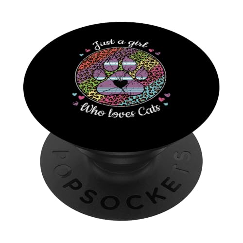 Nur ein Mädchen, das Katzen liebt, Paw Kitty mit Regenbogen-Leopardenmuster PopSockets Klebender PopGrip Nur ein Mädchen, das Katzen liebt, Paw Kitty mit Regenbogen-Leopardenmuster PopSockets Klebender PopGrip von Meow Mood Apparel.USA