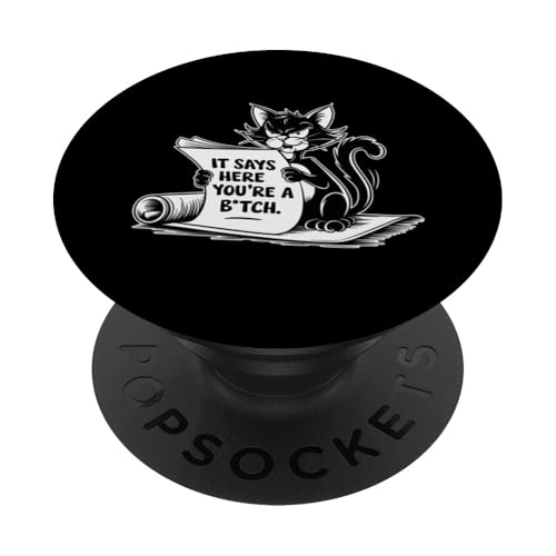 Sarkastischer schwarzer Katzen-Humor für Katzenliebhaber, Mütter und Väter PopSockets Klebender PopGrip Sarkastischer schwarzer Katzen-Humor für Katzenliebhaber, Mütter und Väter PopSockets Klebender PopGrip von Meow Mood Apparel.USA