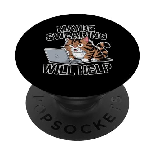 Vielleicht hilft Fluchen Humor, Katzenliebhaber, Katzenmütter und Väter PopSockets Klebender PopGrip Vielleicht hilft Fluchen Humor, Katzenliebhaber, Katzenmütter und Väter PopSockets Klebender PopGrip von Meow Mood Apparel.USA