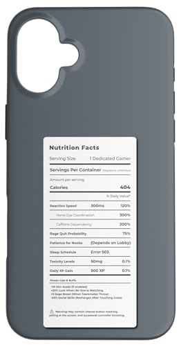 Gamer Fuel – Lustiges Gaming-Nährwertdesign Hülle für iPhone 16 Plus Gamer Fuel – Lustiges Gaming-Nährwertdesign Hülle für iPhone 16 Plus von Meowoods Studio