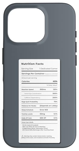 Gamer Fuel – Lustiges Gaming-Nährwertdesign Hülle für iPhone 16 Pro von Meowoods Studio