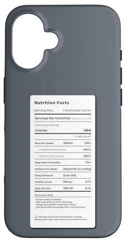 Gamer Fuel – Lustiges Gaming-Nährwertdesign Hülle für iPhone 16 von Meowoods Studio