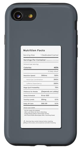 Gamer Fuel – Lustiges Gaming-Nährwertdesign Hülle für iPhone SE (2020) / 7 / 8 von Meowoods Studio